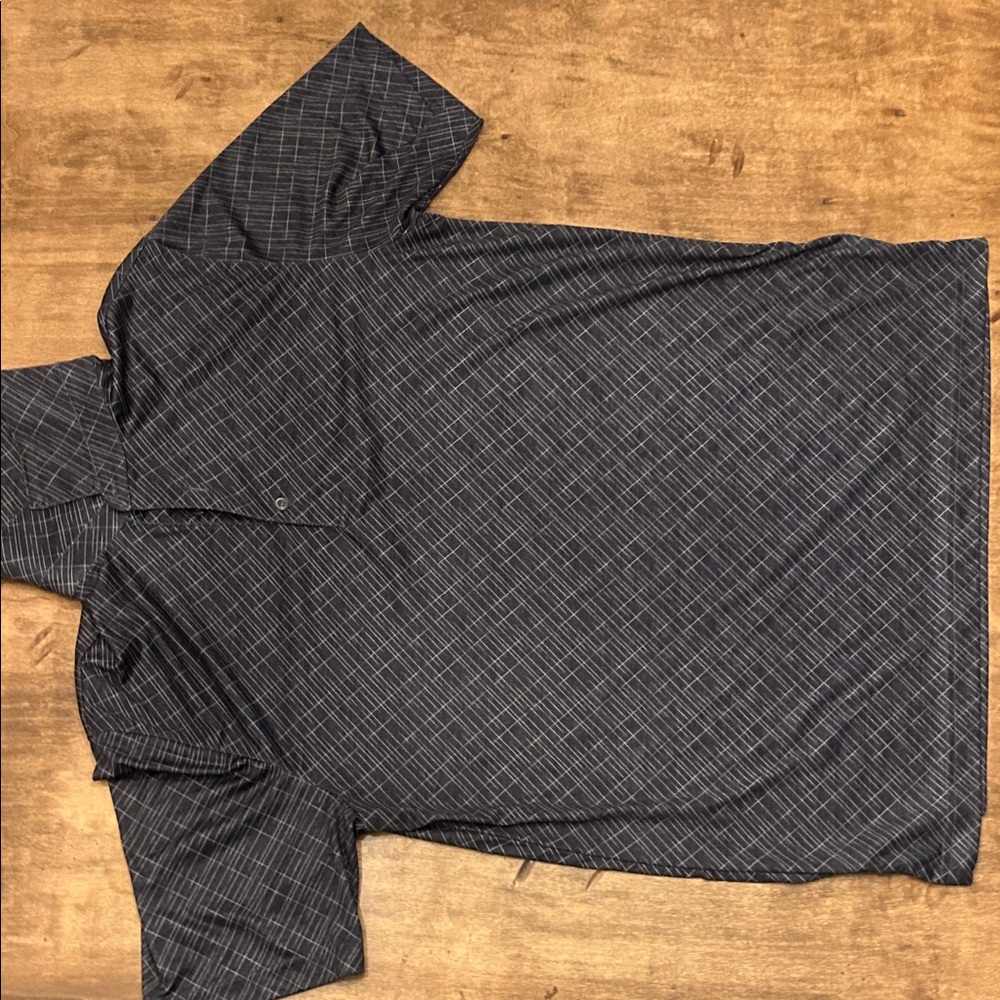 Greg Norman Collection Black and Gray Patterned Polo Shirt